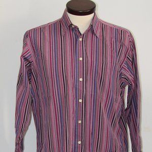 Ted Baker London Shirt Men's XL Button Front Stripes Multi-Colour Stripes Canada